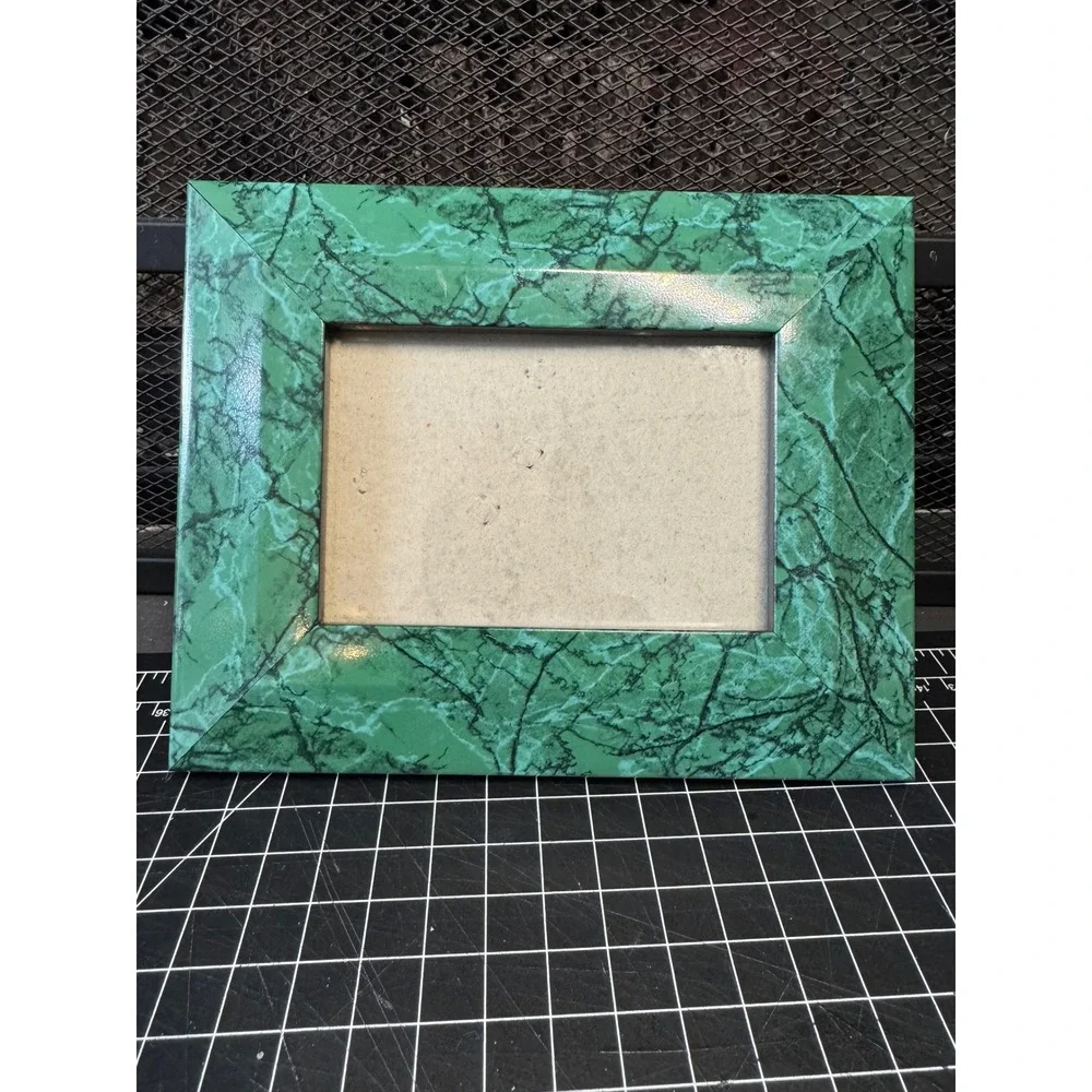 Green Faux Marble Picture Frame 4x6 Malachite Style Glossy Beveled Photo Frame